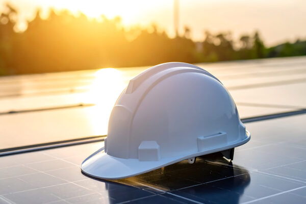 Ingénieur en énergies renouvelables inspectant des panneaux solaires